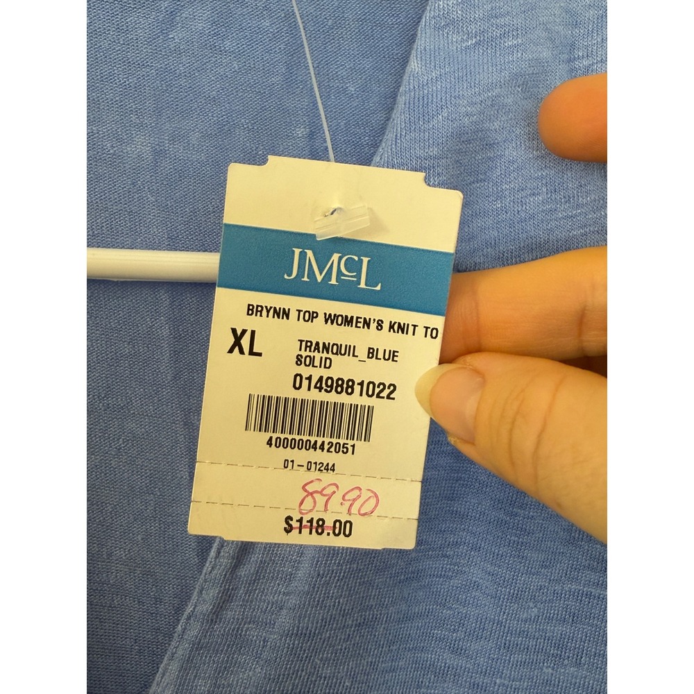 J. McLaughlin Brynn Top Womens XL Blue Linen Blend Knit Button Front Shirt NWT - Picture 3 of 7
